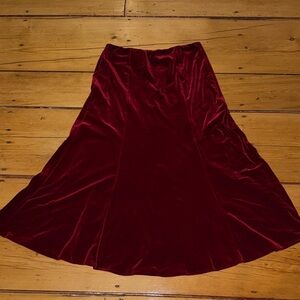 NWT Ebossy Velvet A-Line Skirt Burgundy